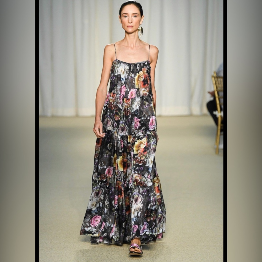 Adam Lippes Tiered Floral Maxi Dress size M NWT